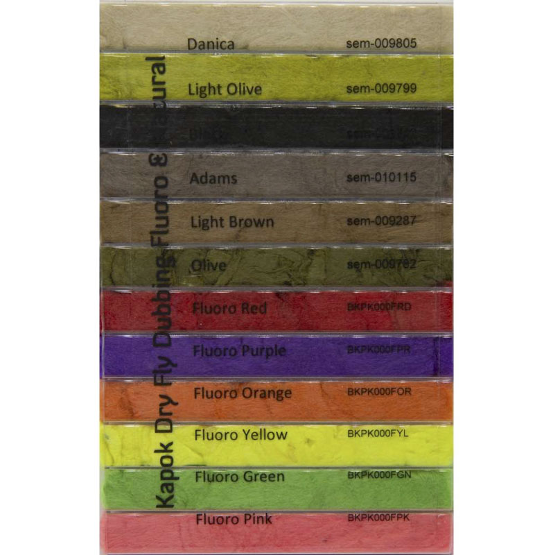 Kapok Dry Fly Dubbing Fluoro & Natural Dispenser